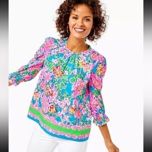 NWT Lilly Pulitzer Trista Top Multi Rose to the Occasion Engineered
